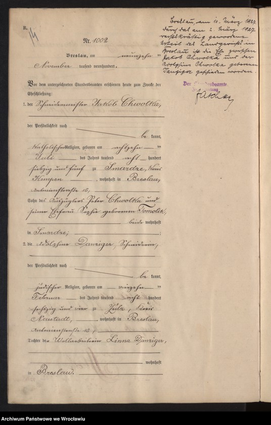 image.from.unit.number "Heiraths-Haupt-Register Breslau I 1900 Band 6"