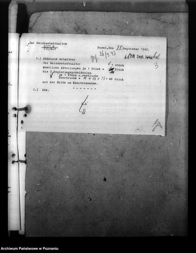 Obraz 7 z jednostki "Regelung des Dienstverhältnisses der Gefolgschaftsmitglieder im Gebiet Posen. Alters- und Hinterbliebenenversorgung. Entfernung der Polen ausdem öffentlichen Dienst"