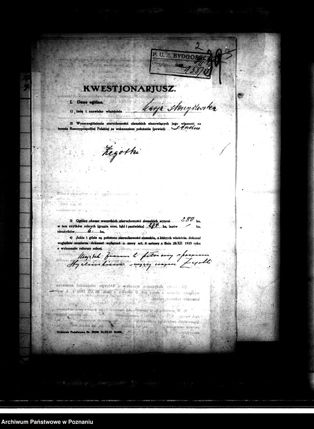 Obraz 6 z jednostki "Majątek Żegotki powiatu mogileńskiego wyłączenie z art. 4 i 5 ustawy o wykonaniu reformy rolnej Maria Skrzydlewska"