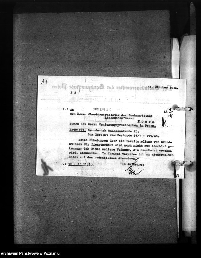 Obraz 18 z jednostki "Grundstück Wilhelmstr. 23 in Posen zum Ausbau der Raczyński Bibliothek"