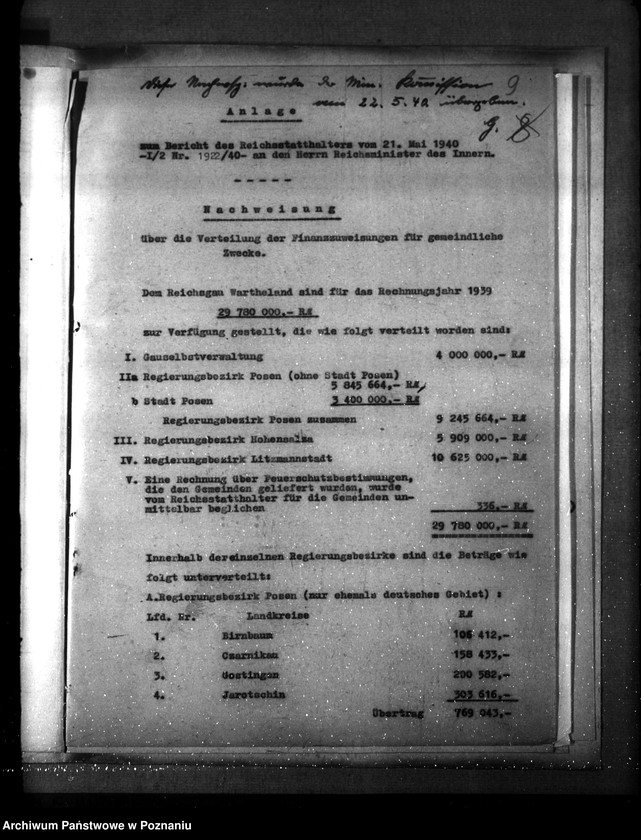 Obraz 13 z jednostki "Übersicht über Verwendung der Reichszuschüsse für gemeindliche Zwecke"