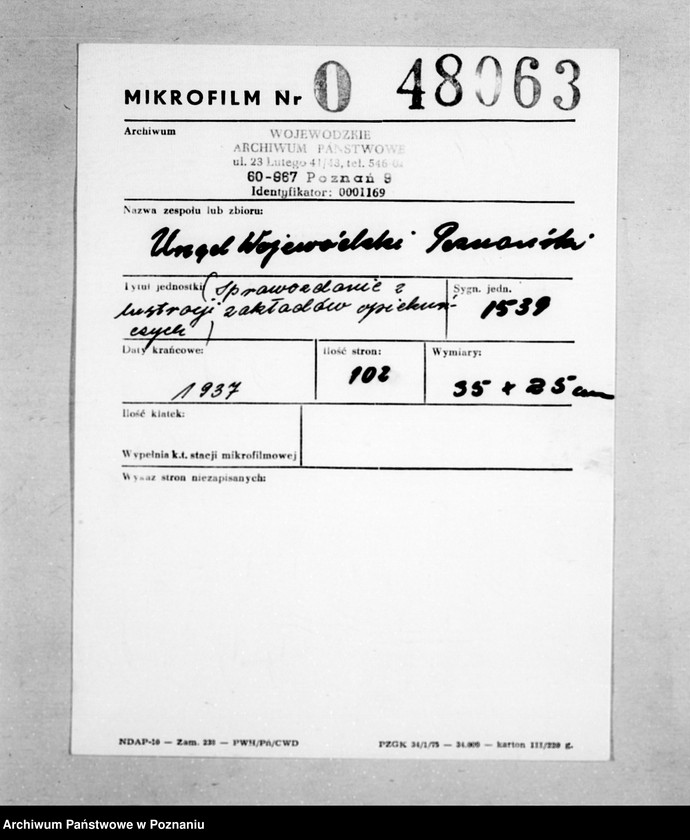 Obraz 2 z jednostki "/Sprawozdanie z lustracji zakładów opiekuńczych/"