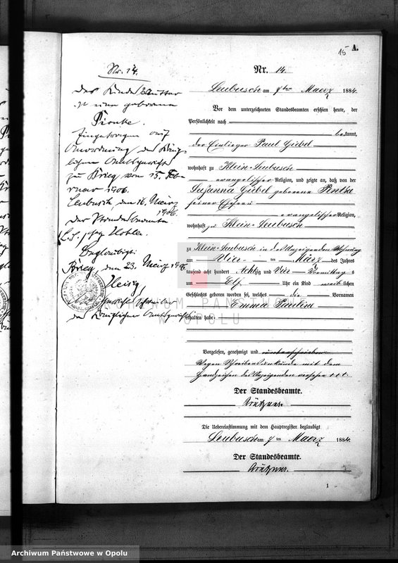 image.from.unit.number "Geburts-Neben-Register Standes-Amt Leubusch 1884"
