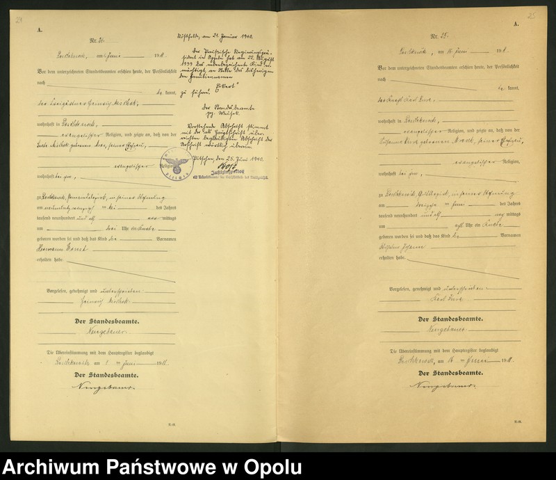 Obraz 15 z jednostki "Geburts-Register (Neben-Register) Standesamt Roschkowitz 1911 No.1 bis 49"