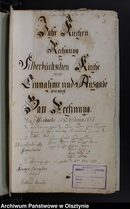 image.from.unit.number "Jahr Kirchen Rechnung der Silberbachschen Kirche aller Einnahme und Ausgabe wie auch Bau-Rechnung"