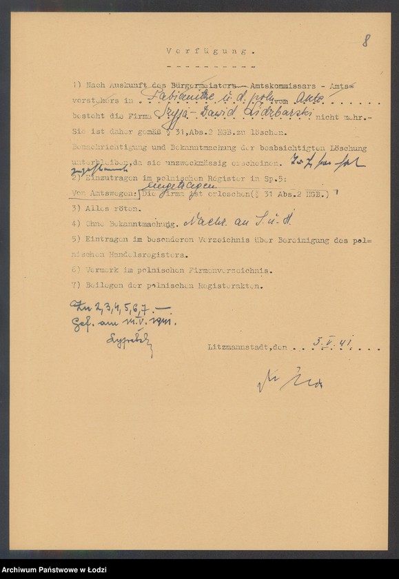 Obraz 10 z jednostki "Szyja Dawid Lidzbarski- tkalnia mechaniczna zarobkowa"