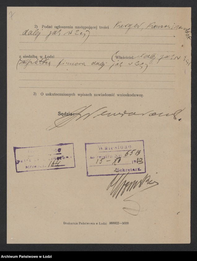 Obraz 9 z jednostki "Kerger, Konzon i Rozenblat- fabrykacja wyrobów bawełnianych"