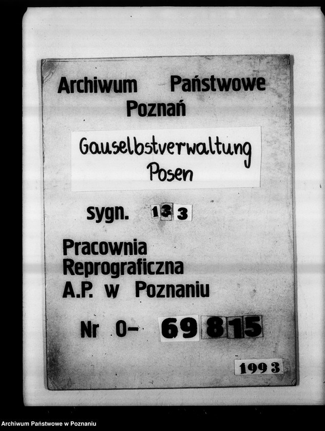 Obraz 1 z jednostki "Aufsicht über die Posensche Feuersozietät."