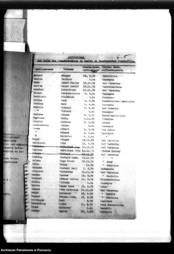 Obraz 10 z jednostki "Schriftwechsel mit Berlin- z Urzędu Stanu Cywilnego i Min. Spraw Wewnętrznych - w sprawie wystawienia świadectw zgonu"