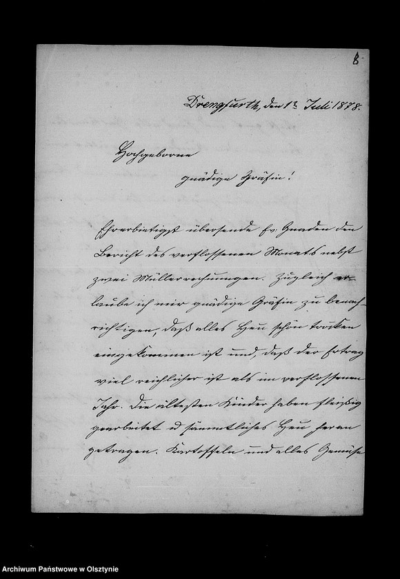 image.from.unit.number "/Monatsberichte der Waisenmutter Louise Lamprecht üer das Mädchenwaisenhaus in der Vorstadt Drengfurth an Anna Gfin Lehndorff geb Gfin Hahn/"