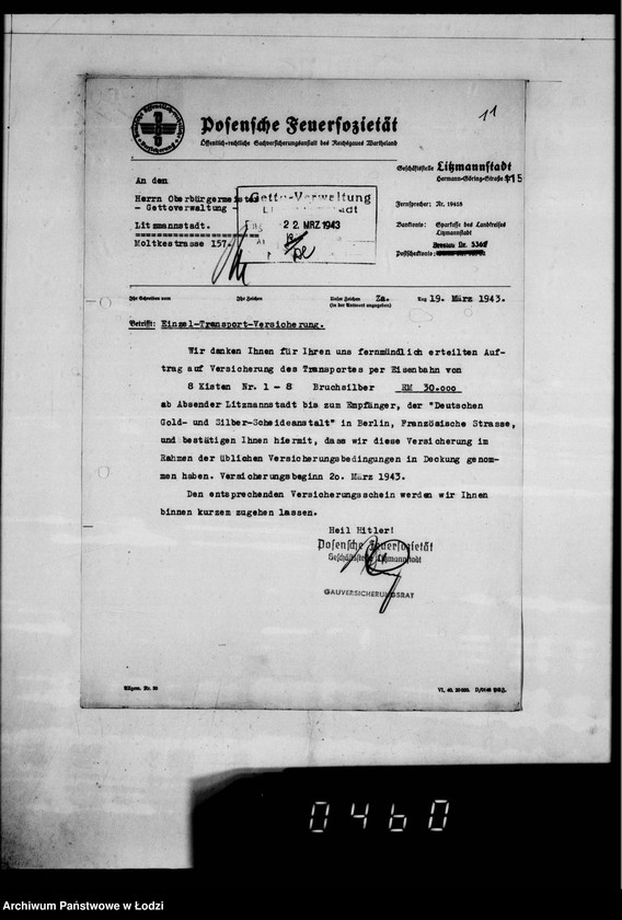 Obraz 17 z jednostki "[Polisy ubezpieczeniowe od ognia towarów w czasie transportu"