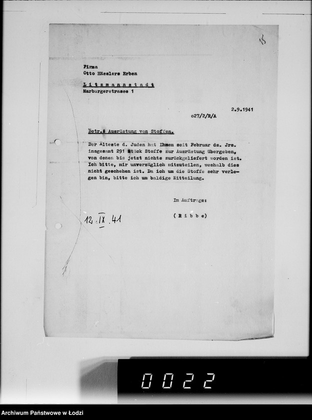 Obraz 20 z jednostki "[Korespondencja z urzędami, firmami i instytucjami] Lit.Ha-Hem."