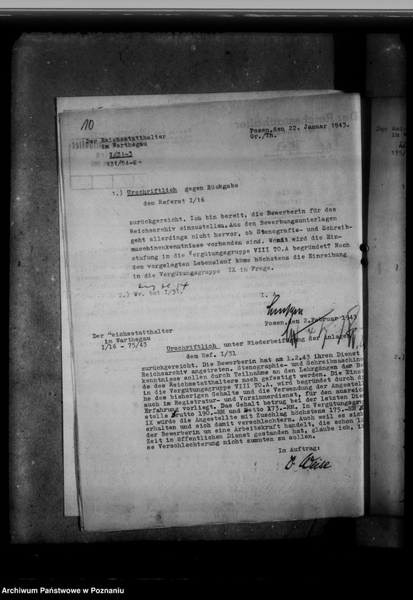 Obraz 14 z jednostki "Personalakten der Angestellten im Reichsarchiv - Posen, Hildegard Neumann"