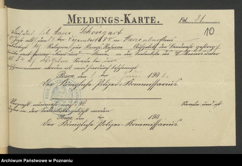 Obraz 12 z jednostki "Die von den Verlobten beigebrachten Urkunden zur Eheschliessung pro 1901. Vol IX"