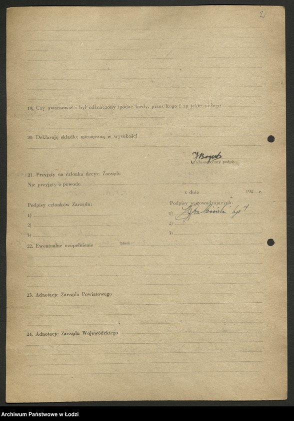 Obraz 3 z jednostki "Związek Uczestników Walki Zbrojnej o Niepodległość i Demokrację; deklaracje [członkowskie], wnioski odznaczeniowe"