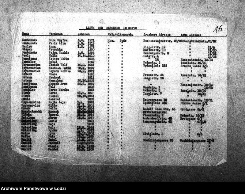 Obraz 19 z jednostki "[Alfabetyczny spis mieszkańców getta. Litera S]"