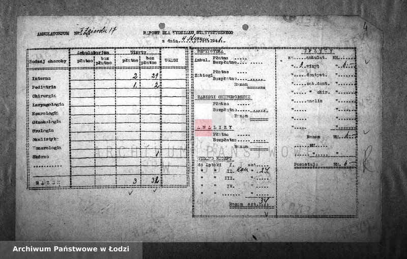 Obraz 7 z jednostki "[Ambulatorium nr 2. Dzienne sprawozdania statystyczne]"