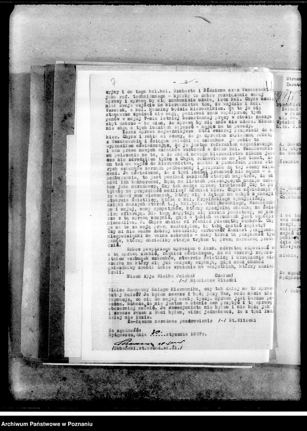 Obraz 11 z jednostki "Zarządzenia i okólniki. Korespondencja dotycząca spraw organizacyjnych i personalnych członków Stronnictwa - powiadomienia o odprawach, zebraniach, zmiany osobowe itp.."