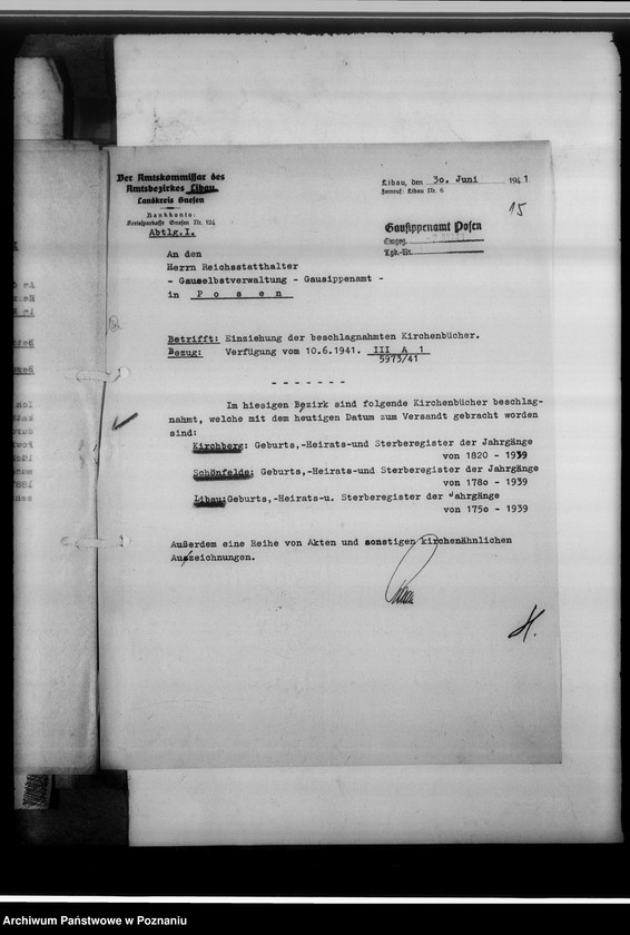 Obraz 19 z jednostki "Einziehungsprotokolle [ksiąg kościelnych] Gnesen-Stadt [miasto Gniezno]"