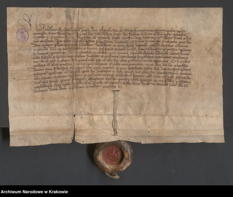 image.from.unit.number "Bolesław zwany Świdrygiełło książę Olgierdowicz przyrzeka dopełnić i dochować warunków poręczenia, które brat jego Władysław II Jagiełło król polski, złożył"