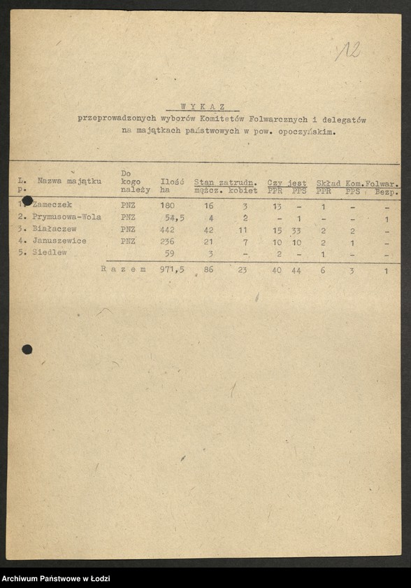Obraz 13 z jednostki "Wykazy z przeprowadzonych wyborów do komitetów folwarcznych [oraz wykazy majątków państwowych]"