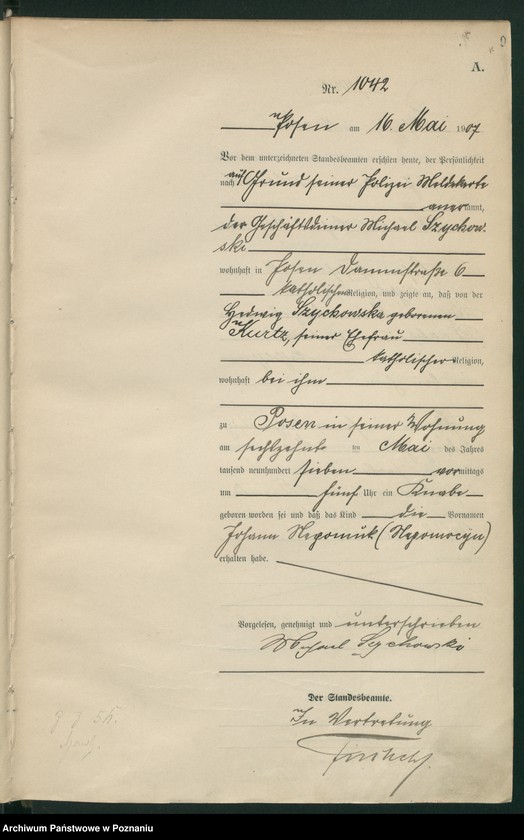 Obraz 11 z jednostki "Księga miejscowa urodzeń tom III [Rejestr główny urodzeń]"