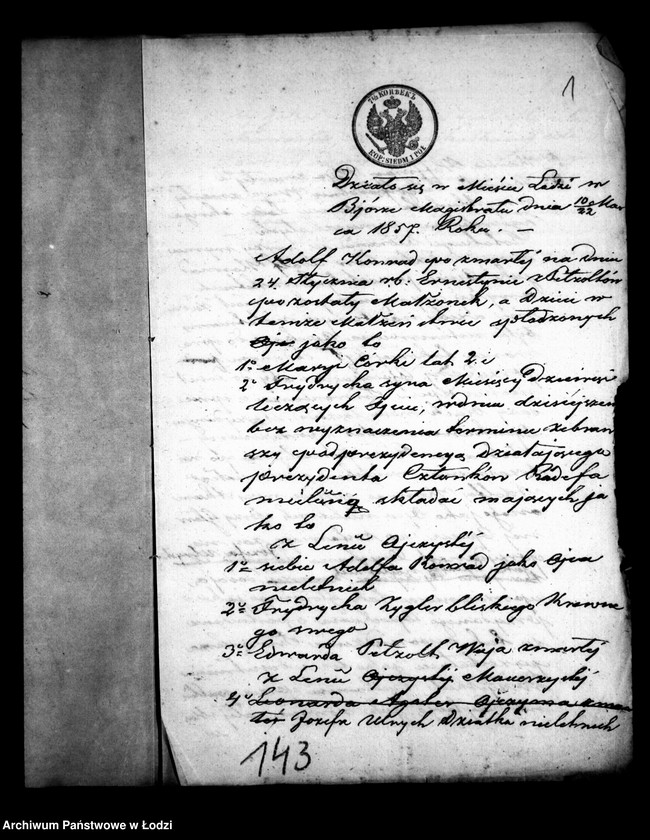 Obraz 5 z jednostki "Akta tyczące się ustanowienia opieki nad nieletnimi Marią i Frydrychem Konrad po zmarłej Ernestynie z Petzoldów Konrad"