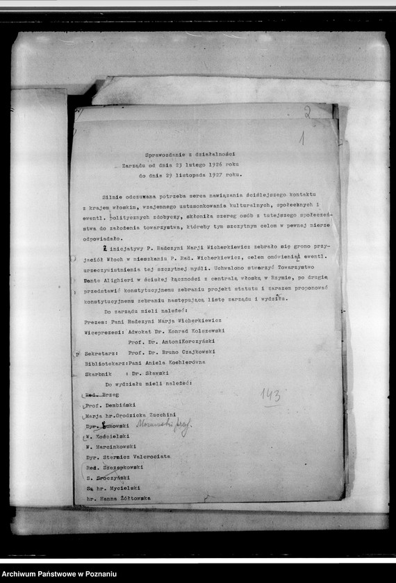 Obraz 5 z jednostki "Stowarzyszenie "Polonia-Italia" w Poznaniu: a/ Sprawozdanie z działalności /1926-1927/, b/ Protokoły walnych zebrań /1927, 1933/, c/ Statut /1934 rok/, d/ Korespondencja"