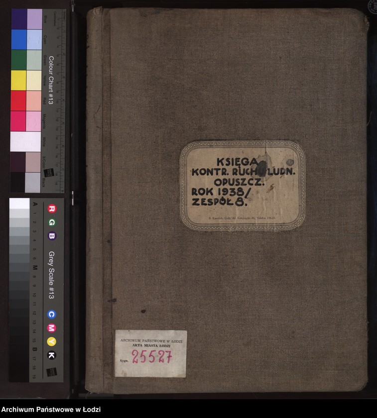 Obraz 2 z jednostki "Księga kontroli ruchu ludności (rejestr osób opuszczających gminę) Łódź, zespół VIII, lit. U, W, Z, Ż"