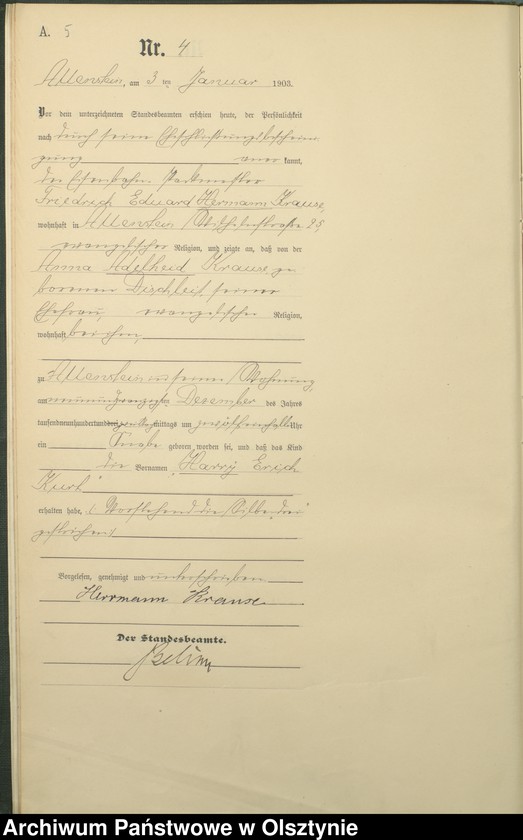 image.from.unit.number "Geburts-Haupt-Register Tom I,Nr - 399"