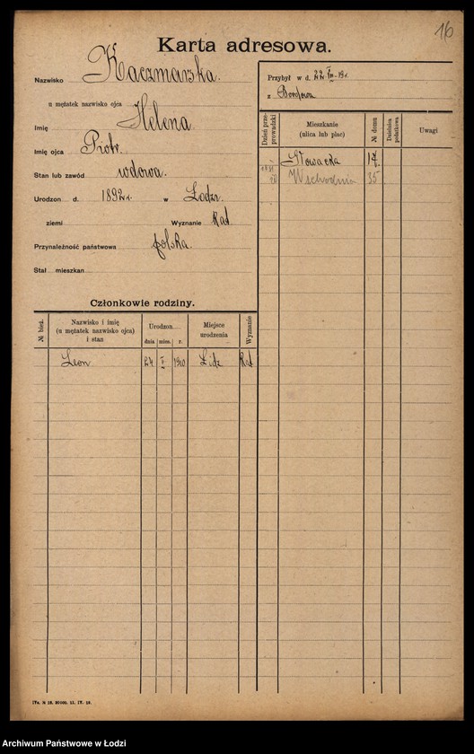 Obraz 18 z jednostki "[Spis ludności Łodzi] Katschmarowska - Kaczyński"