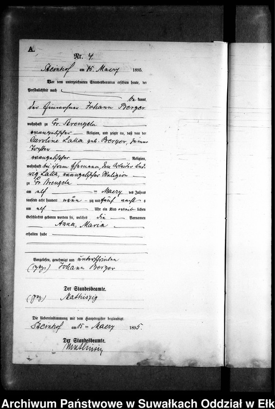 image.from.unit.number "Geburts-Neben-Register des Preussischen Standes-Amtes Gr. Strengeln Kreis Angerburg"