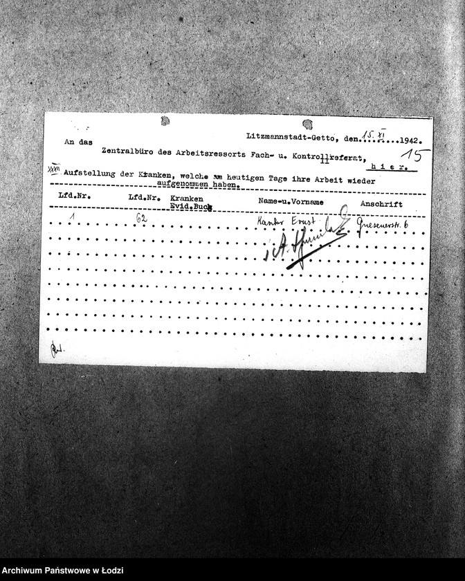 Obraz 18 z jednostki "[Wyciągi z książki ewidencyjnej chorych]"