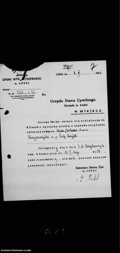 Obraz 12 z jednostki "Akta dotyczące spraw Urzędu Stanu Cywilnego"