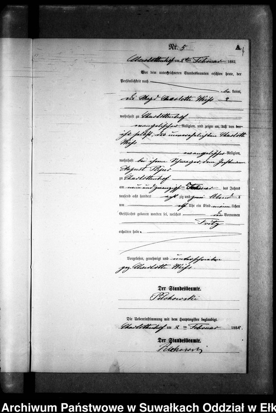 image.from.unit.number "Geburts-Neben-Register des Preussischen Standes-Amtes Gr. Strengeln Kreis Angerburg"