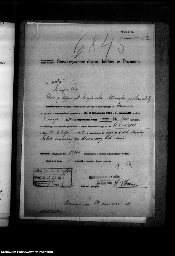 Obraz 17 z jednostki "Z. Niegolewski Chlewiska powiat szamotulski gospodarstwo rolne Z. Niegolewskiego nr woj. kotła 6845-"