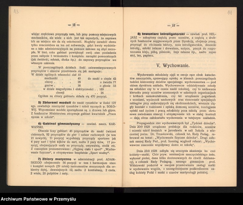 image.from.unit.number "Sprawozdanie Dyrekcji Państw[owego] Gimnazjum I w Jarosławiu za rok szkolny 1928/9"