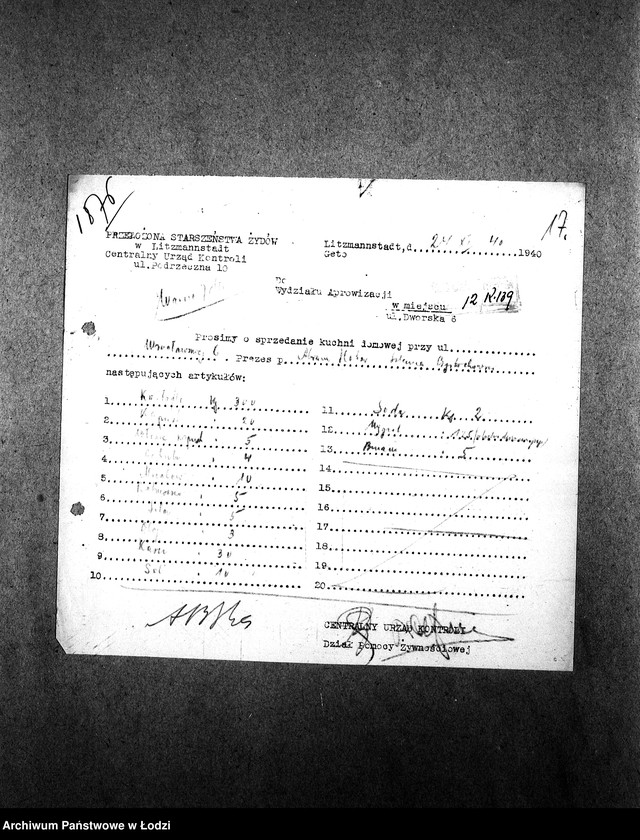 Obraz 20 z jednostki "[Kuchnia nr 139, ul. Wrocławska 6 (Lutomierska 41). Działalność kuchni, personel, konsumenci, kontrole]"