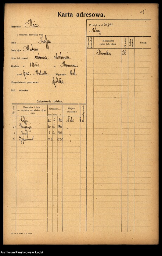 Obraz 17 z jednostki "[Spis ludności Łodzi] Kirszrot - Klajdermacher"
