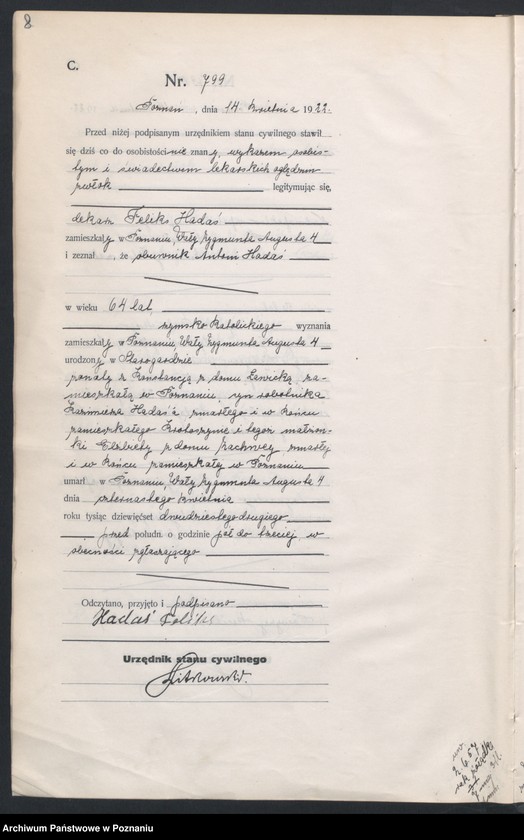 Obraz 10 z jednostki "Księga miejscowa zgonów tom II [Rejestr główny zgonów]"