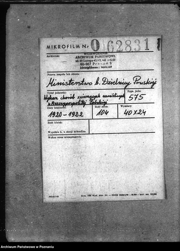 Obraz 2 z jednostki "Wykaz chorób zwierzęcych zaraźliwych w Rzeczypospolitej Polskiej"