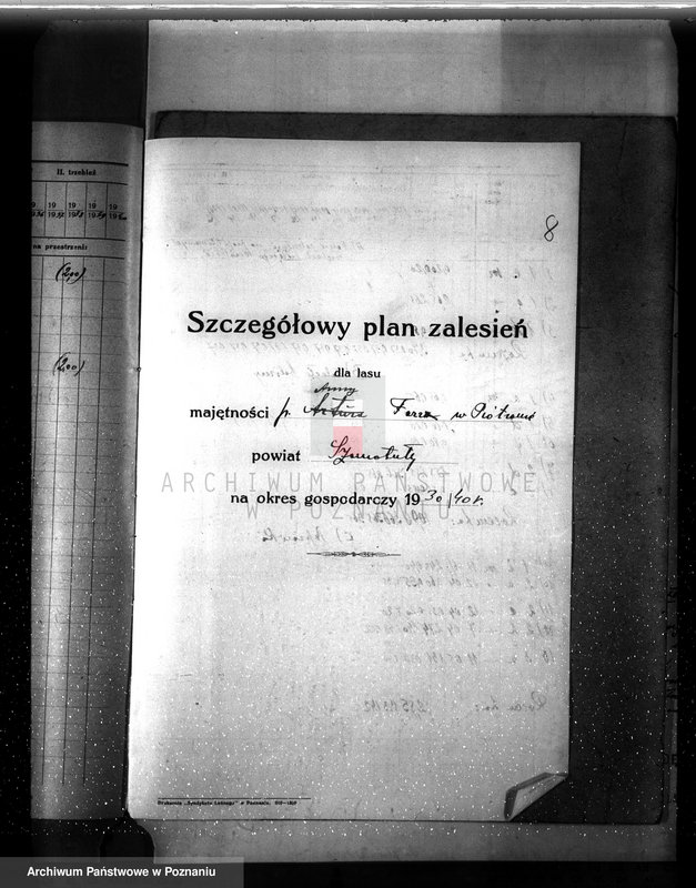 image.from.unit.number "Plan urządzenia gospodarstwa leśnego dla lasu Anny Far w Piotrowie powiat szamotulski 1930-1940"
