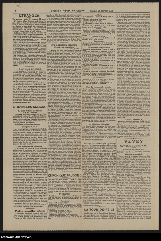 Obraz 9 z jednostki "Municiapalité de Vevey; Załączniki: a) zaproszenia; b) wycinek prasowy; c) 2 fotografie Bulwaru I. J. Paderewskiego; L.19 (odpowiedzi - rękopisy)"