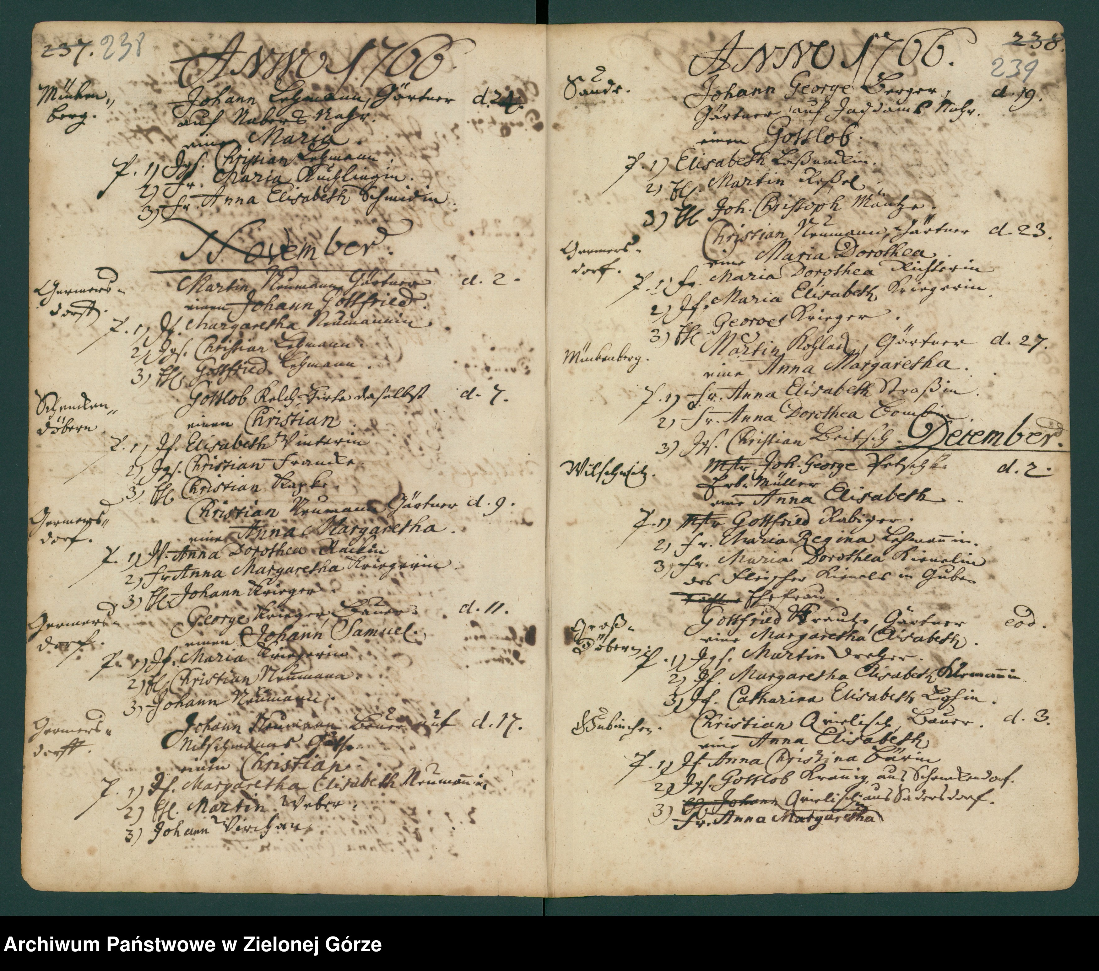 Skan z jednostki: Kirchebuch Register der in der Gubener Klosterparochie von 1737-1785 Geborner und Getaufen