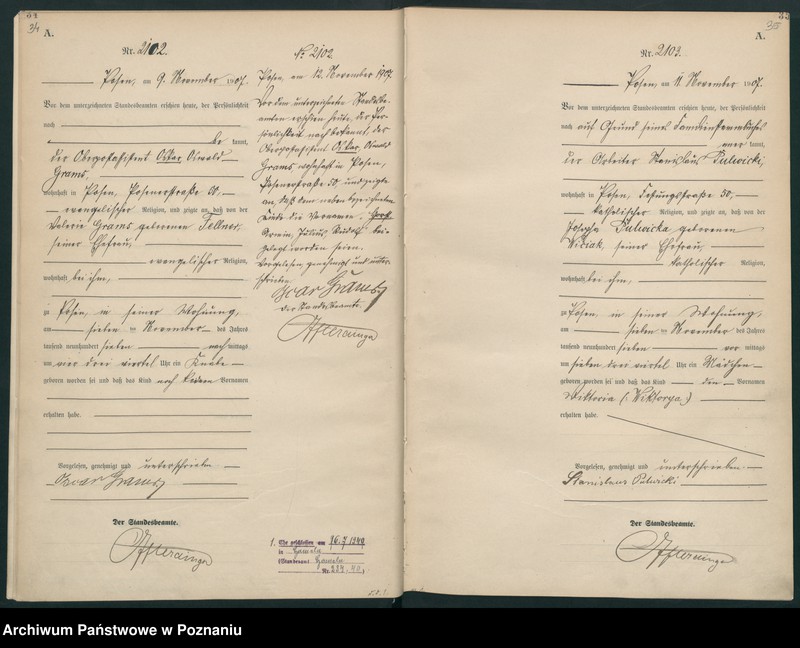 Obraz 20 z jednostki "Księga miejscowa urodzeń tom V [Rejestr główny urodzeń]"