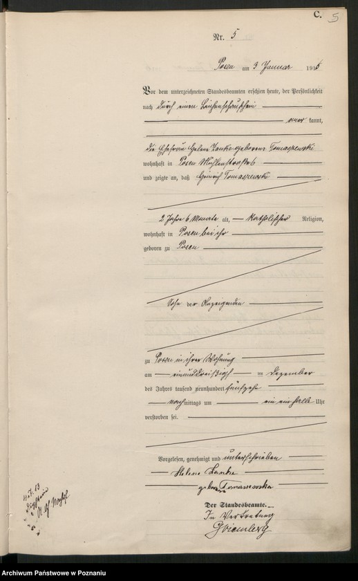 Obraz 7 z jednostki "Księga miejscowa zgonów tom I [Rejestr główny zgonów]"