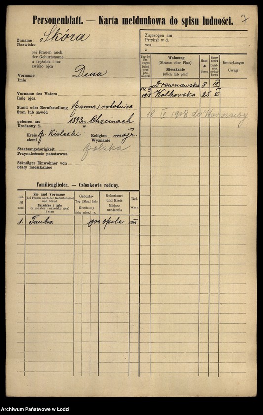 Obraz 9 z jednostki "[Spis ludności Łodzi] Skóra-Slązak"