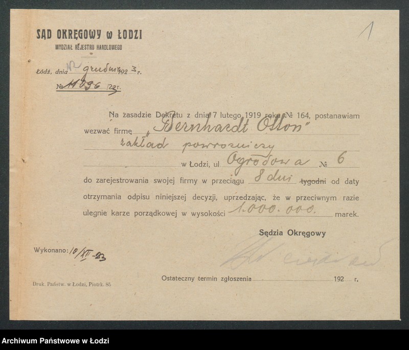 image.from.unit.number "Otton Bernhard – zakład powroźniczy oraz sprzedaż sznurków i linek"