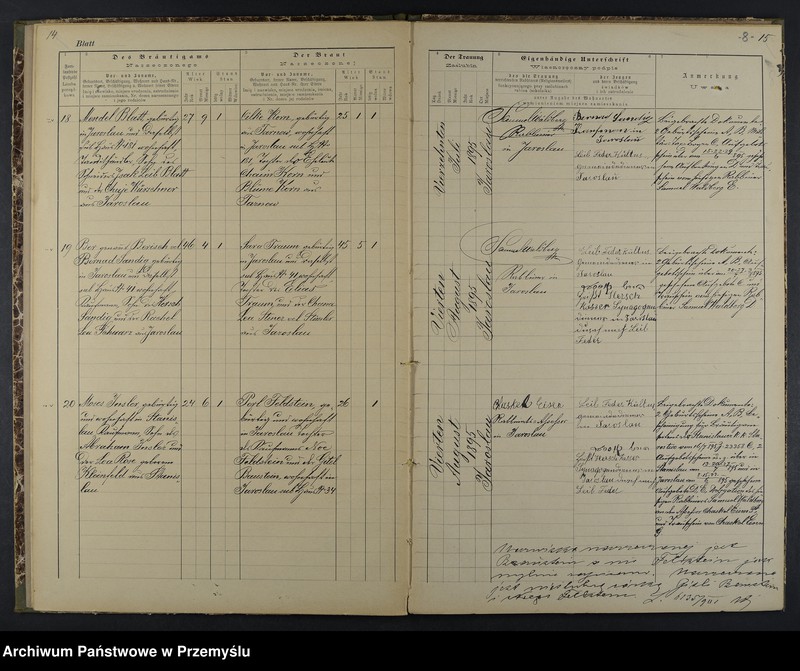 image.from.unit.number "Trauungsbuch des Isr.[aelitischen] Matriken-Bezirkes Jaroslau 1895"