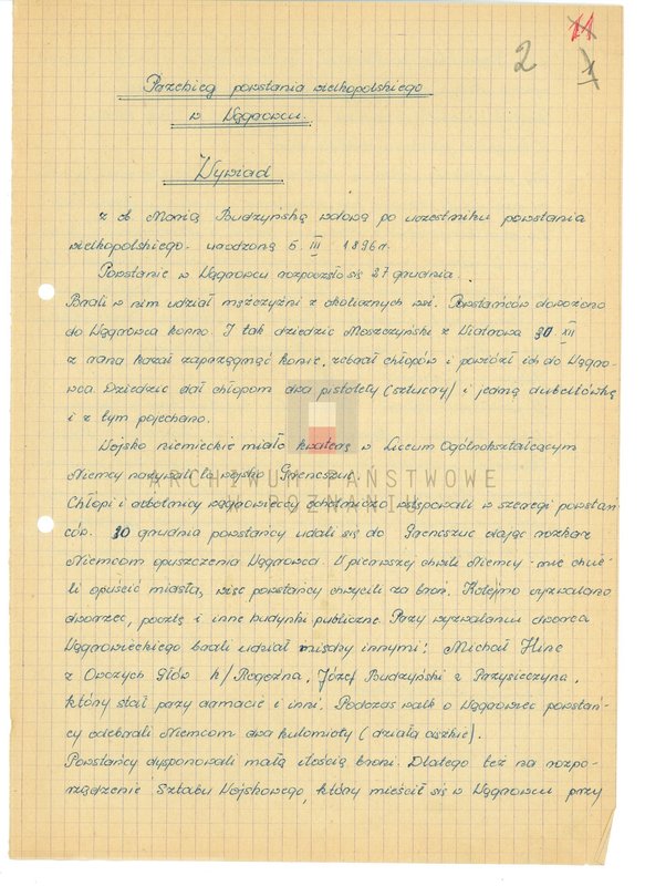 Obraz 9 z jednostki "Relacje i wspomnienia dotyczące powstania wielkopolskiego: 1. Wągrowiec, powiat Wągrowiec, województwo poznańskie."